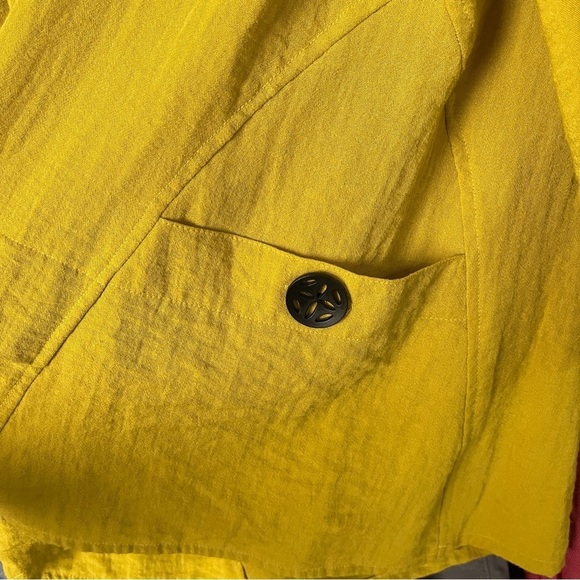 Ali Miles Boho Tunic | Size PM | Artsy Chartreuse Lagenlook Blouse Top - Picture 8 of 11